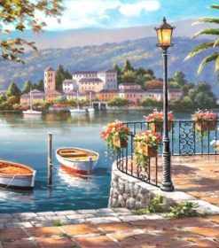 Lakeside Mediterranean Boats Paint By Numbers