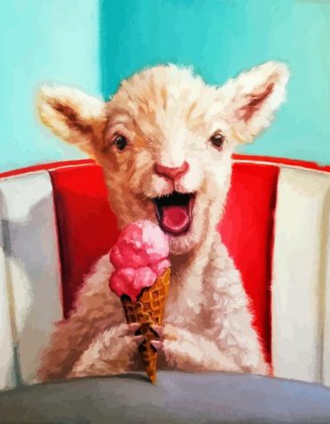 Lamb Enjoying Ice Cream Paint By Numbers