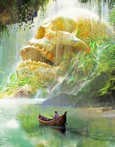 Magical Waterfall Skull Scene Paint By Numbers