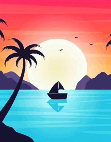 Colorful Sunset Sea Paint By Numbers