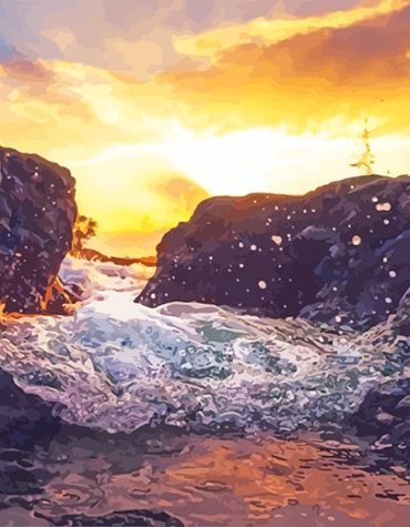 Sunset Over River Landscape Paint By Numbers