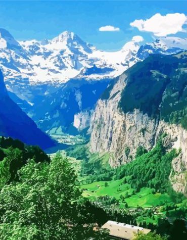 Lauterbrunnen Mountain Scenery Paint By Numbers