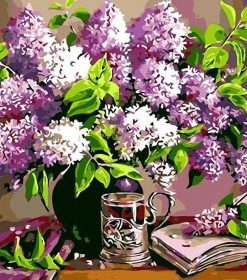 Lavender and Rose Vase Paint By Numbers