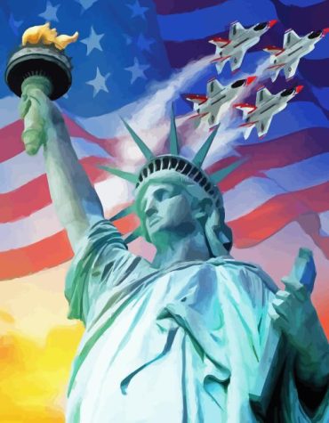 Statue Of Liberty American Flag Paint By Numbers