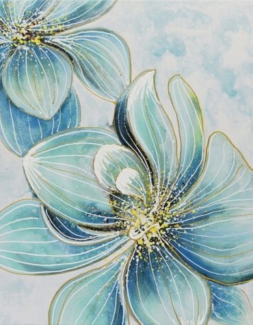 Light Blue Flower Painting Paint By Numbers