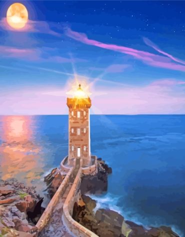 Lighthouse Moonlit Seascape Paint By Numbers