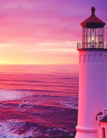 Lighthouse Sunset Seascape Paint By Numbers