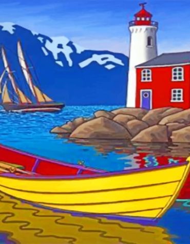 Lighthouse and Boat Seascapes Paint By Numbers