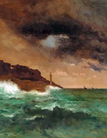 Seaside Lighthouse at Dusk by Alfred Stevens Paint By Numbers