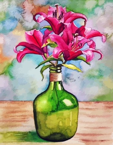 Lilies in Glass Bottles Paint By Numbers