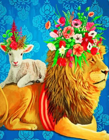 Lion and Lamb Nature Scene Paint By Numbers