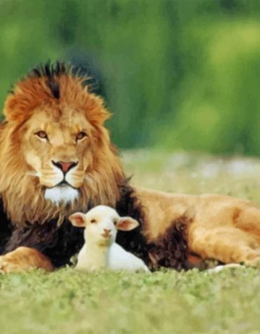 Wild Lion and Gentle Lamb Paint By Numbers