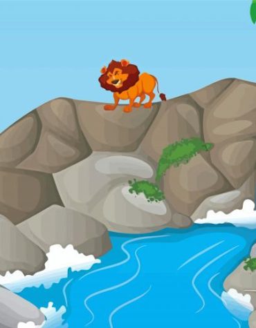 Majestic Lion Waterfall Paint By Numbers