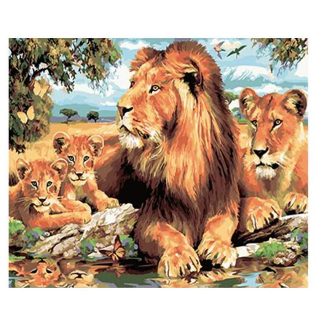 Majestic Lion Family Paint By Numbers