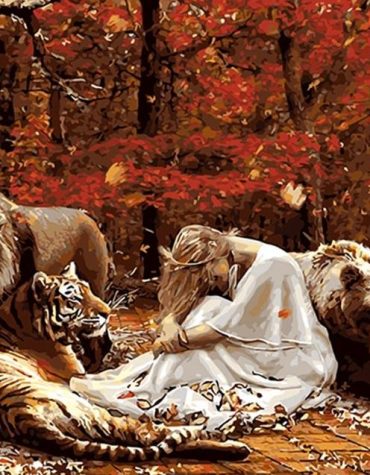 Lion and Girl Wildlife Paint By Numbers