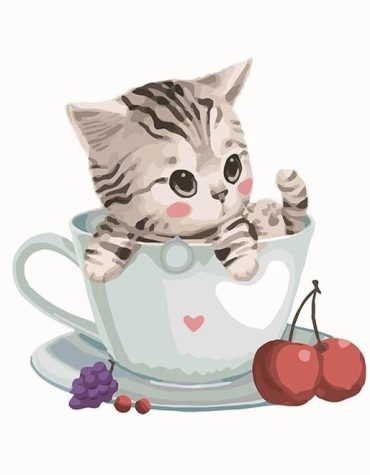 Kitten in a Cup Paint By Numbers