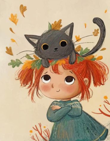 Adorable Girl with Kitten Paint By Numbers