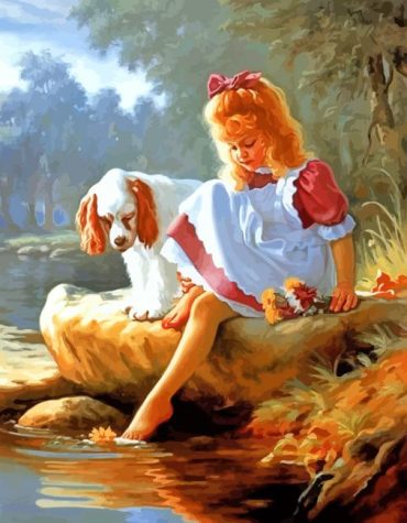 Little Girl with Pets Paint By Numbers