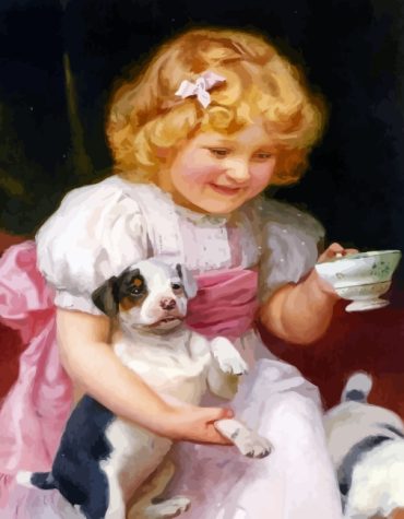 Arthur Elsley Dog and Girl Painting Paint By Numbers