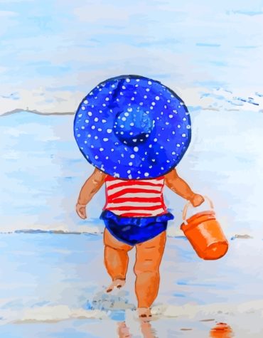 Beach Scene Little Girl Paint By Numbers