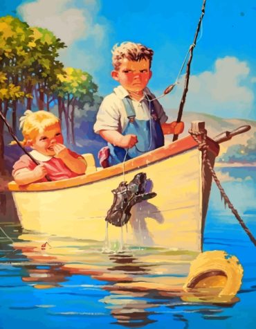 Kids on Boat Paint By Numbers