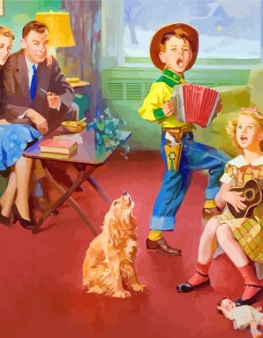 Vintage Family Musician Kids Paint By Numbers