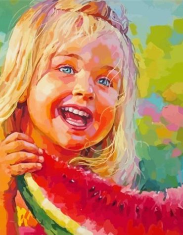 Little Girl with Fruit Paint By Numbers