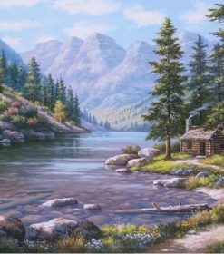 River Cabin Scenery Paint By Numbers