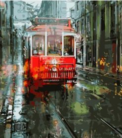 London Red Bus Scene Paint By Numbers