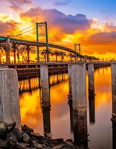 Long Beach Sunset Bridge Paint By Numbers