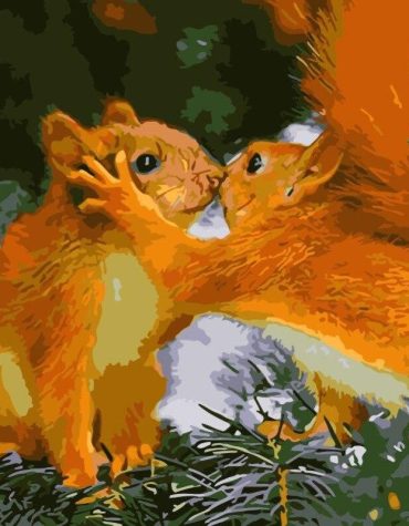 Golden Squirrel Animal Love Paint By Numbers