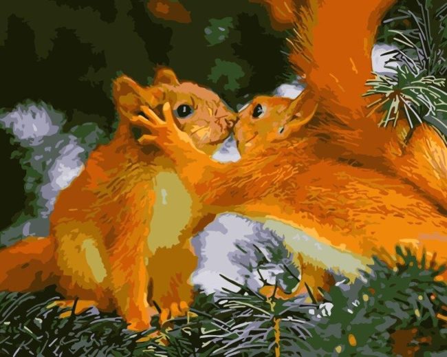 Golden Squirrel Animal Love Paint By Numbers