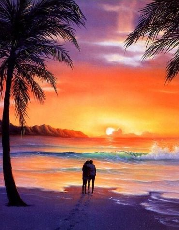 Romantic Beach Sunset Paint By Numbers