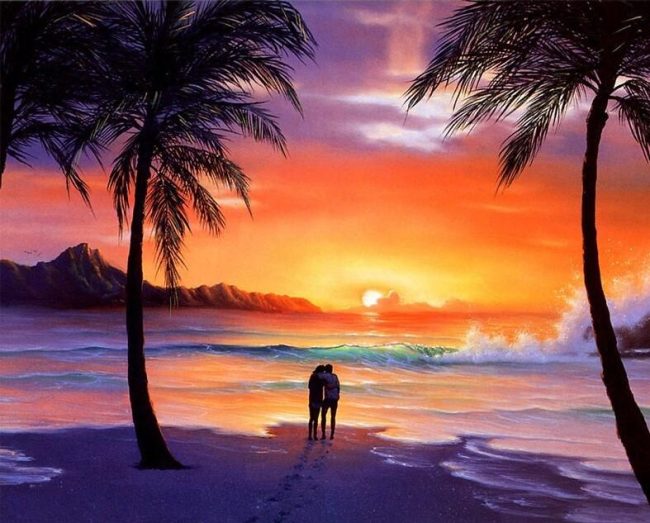 Romantic Beach Sunset Paint By Numbers