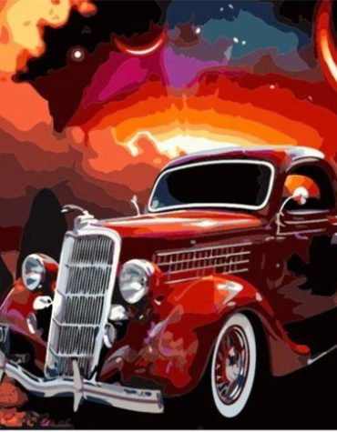 Red Antique Car Paint By Numbers