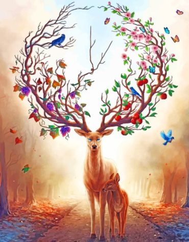 Majestic Deer and Butterfly Paint By Numbers