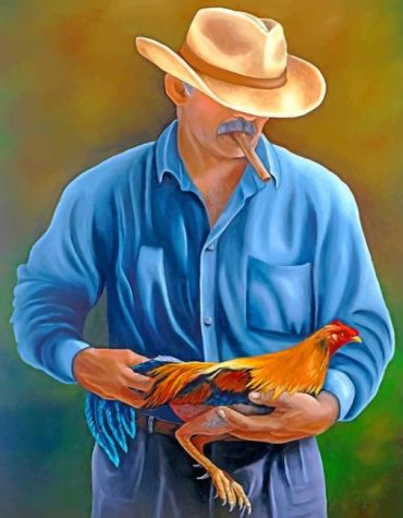 Man With Rooster Paint By Numbers