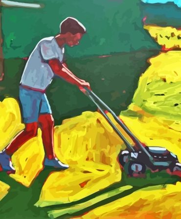 Man Mowing Green Grass Paint By Numbers