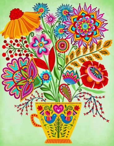 Colorful Mandala Flowers Vase Paint By Numbers