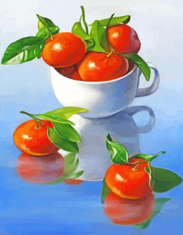 Mandarine in Cup Fruit Paint By Numbers