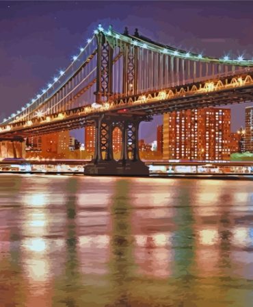 Manhattan Bridge Nightscape Paint By Numbers