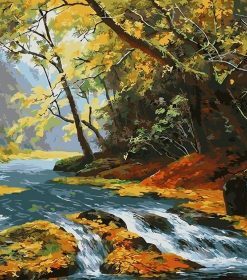 Scenic Maple River Nature Paint By Numbers