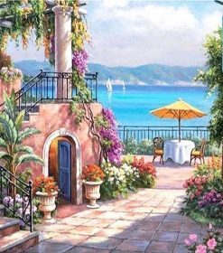 Seaside Mediterranean Buildings Paint By Numbers