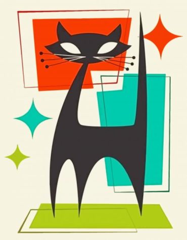 Colorful Mid Century Feline Paint By Numbers