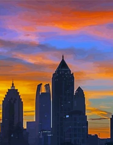 Midtown Atlanta Silhouette Paint By Numbers