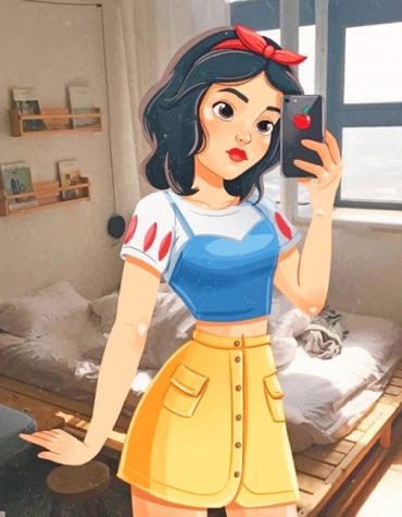 Modern Snow White Mirror Selfie Paint By Numbers