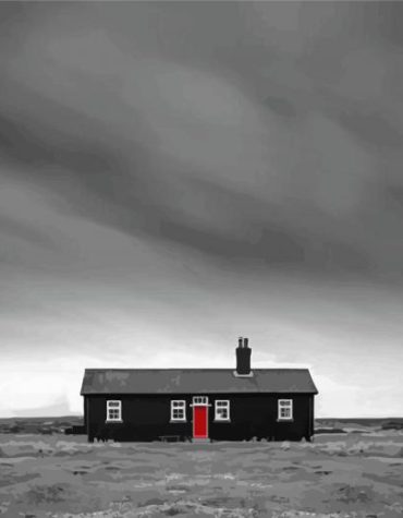 Monochrome House Red Door Paint By Numbers