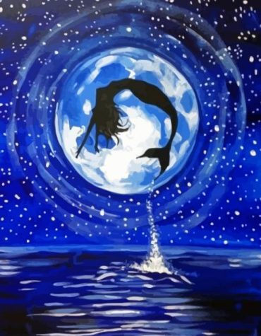 Moonlight Mermaid Silhouette Paint By Numbers