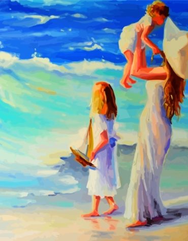 Mother and Daughter Beach Scene Paint By Numbers