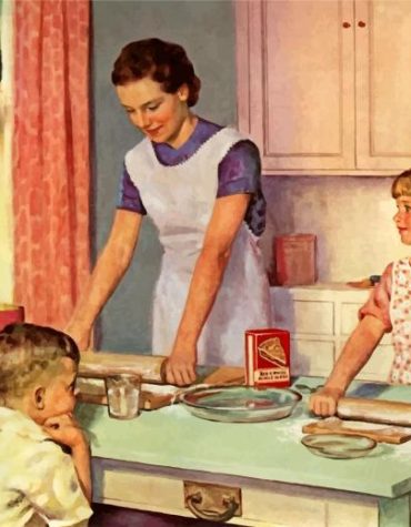 Mother and Children Cooking Paint By Numbers